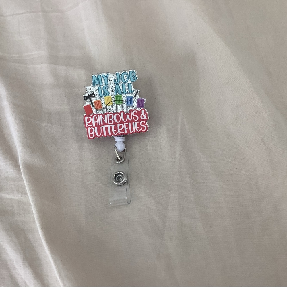 Cute Rainbow & Butterflies Badge Reel - Multicolor